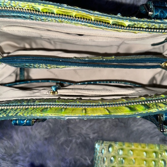 Brahmin Large Finley Satchel/Shoulder Bag Zesty Green Ombre Melbourne& wallet - Picture 6 of 14